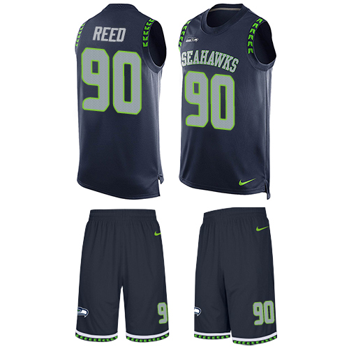 Men's Limited Jarran Reed Nike Jersey Navy Blue - #90 Tank Top Suit NFL Seattle Seahawks